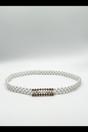 White Strenchy Pearl Chain Belt With Diamante Buckle, Image 4 of 4
