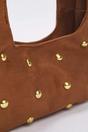 Brown WOVCOR Brown Studded Suede Hobo Shoulder Bag, Image 3 of 3
