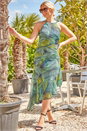 Green Leaf Print Halter Neck Midi Dress, Image 1 of 5