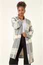 Grey Check Longline Pocket Cardigan, Image 1 of 5