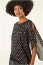 Black Foil Spot Overlay Asymmetric Top, Image 4 of 5