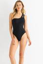 Black Gini London Black One shoulder Cutout Strap Swimsuit, Image 1 of 4