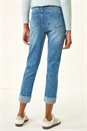 Denim Slim Leg Turn Up Stretch Jeans, Image 3 of 5