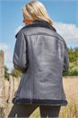 Black Faux Fur Lined Zip Detail Aviator Jacket, Image 2 of 4