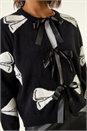Black Bow Tie Front Knit Jumper, Image 5 of 5