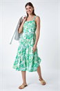 Mint Leaf Print Cotton Tiered Dress, Image 2 of 5