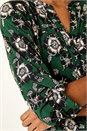 Green Floral Puff Print Stretch Shirt, Image 5 of 5