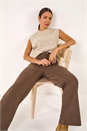 Chocolate Cotton Blend Wide Leg Stretch Jeans, Image 1 of 7