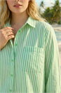 Green Curve Stripe Buttoned Shirt, Image 4 of 4