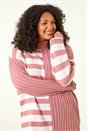 PINK Curve Contrast Stripe High Neck Jumper, Image 1 of 5