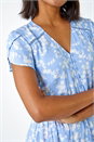 Light Blue  Floral Lace Detail Midi Dress, Image 5 of 5