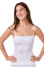 White Camille Lingerie White Floral Lace Trim Stretch Camisole, Image 1 of 4