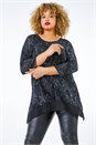 Silver Curve Animal Contrast Hem Top , Image 1 of 5