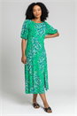 Green Petite Floral Print Empire Midi Dress, Image 3 of 5