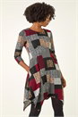 Red Patchwork Pocket Detail Stretch Dress, Image 2 of 5