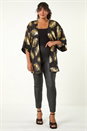 Gold Curve Feather Foil Print Kimono, Image 2 of 8