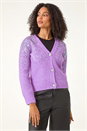 Lilac Sequin Knit Buttoned Cardigan, Image 4 of 5