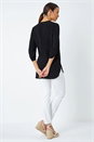 Black V-Neck Longline Tunic Blouse, Image 3 of 5