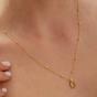Gold Moonstone Sterling Silver Pendant Necklace With Beaded Chain, Image 4 of 4