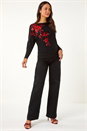 Black Sparkly Floral Knitted Jumper, Image 2 of 5