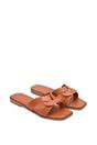 Tan XY LONDON Tan 'Charley' Open Toe  Slip On Slider Sandals With Square Toe, Image 4 of 5