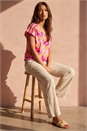 Pink Floral Print Ric Rac Trim Top, Image 2 of 4