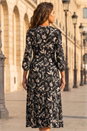 Black Floral Print Midi Dress, Image 2 of 4