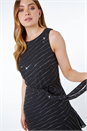 Black Sequin Frill Hem Asymmetric Midi Wrap Dress, Image 4 of 5