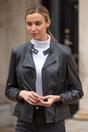 Black Veg Tanned Biker Jacket With Double Button Mandarin Collar, Image 1 of 4