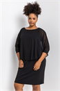 Black Curve Flock Spot Chiffon Overlay Dress, Image 1 of 4