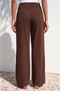 Chocolate Petite Wide Leg Crepe Stretch Trouser, Image 3 of 4
