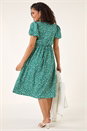Green Ditsy Print V-Neck Midi Dress , Image 3 of 5