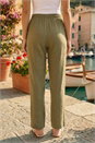 Khaki Petite Linen Blend Trousers, Image 3 of 4