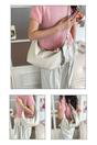 White Crescent Shoulder Bag With Flower Charm, Image 3 of 3