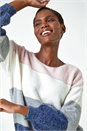 Light Pink Relaxed Colour Block Stripe Jumper, Image 1 of 5