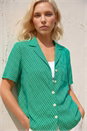 Green Petite Geometric Buttoned Blouse, Image 2 of 4