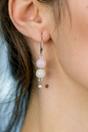 White Colourful Double Marble Pearl Dangle Earrings, 1-inch Drop, Image 1 of 2