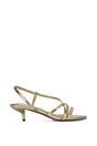 Gold XY LONDON Gold 'Kayla' Slip On Strappy Slingback Kitten Heeled Sandals, Image 1 of 6