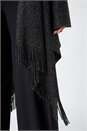 Black One Size Metallic Knit Fringe Cape, Image 5 of 5
