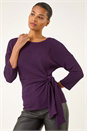 Purple Textured Asymmetric Wrap Top, Image 2 of 5