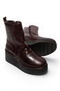 Wine Womens Leather Ankle Boots-HEIJ271, Image 5 of 5