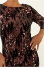 Chocolate Sequin Velvet Shift Stretch Dress, Image 5 of 5