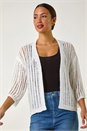 Ivory  Stitch Detail Knit Cardigan, Image 4 of 5
