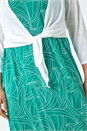 White Curve Tie Front Stretch Cropped Cardigan, Image 5 of 5