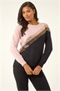 Black Sparkly Colour Block Jumper, Image 4 of 5