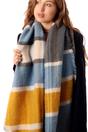 Mustard Striped Tartan Winter Blanket Scarf, Image 2 of 3