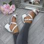 Ivory AJVANI Ivory Mid Block Heel Crossed Straps Sandals, Image 5 of 6
