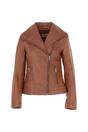 Tan Ashwood Leather Tan 'Isabella' Real Leather Wide Collar Biker Jacket, Image 2 of 5