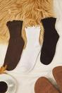 Multi Three Pack Cotton Ribbed Knit Socks with Lettuce Edge Detail, Image 1 of 5
