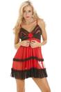 Red Sheer Mesh Babydoll With Thong, Image 1 of 5
